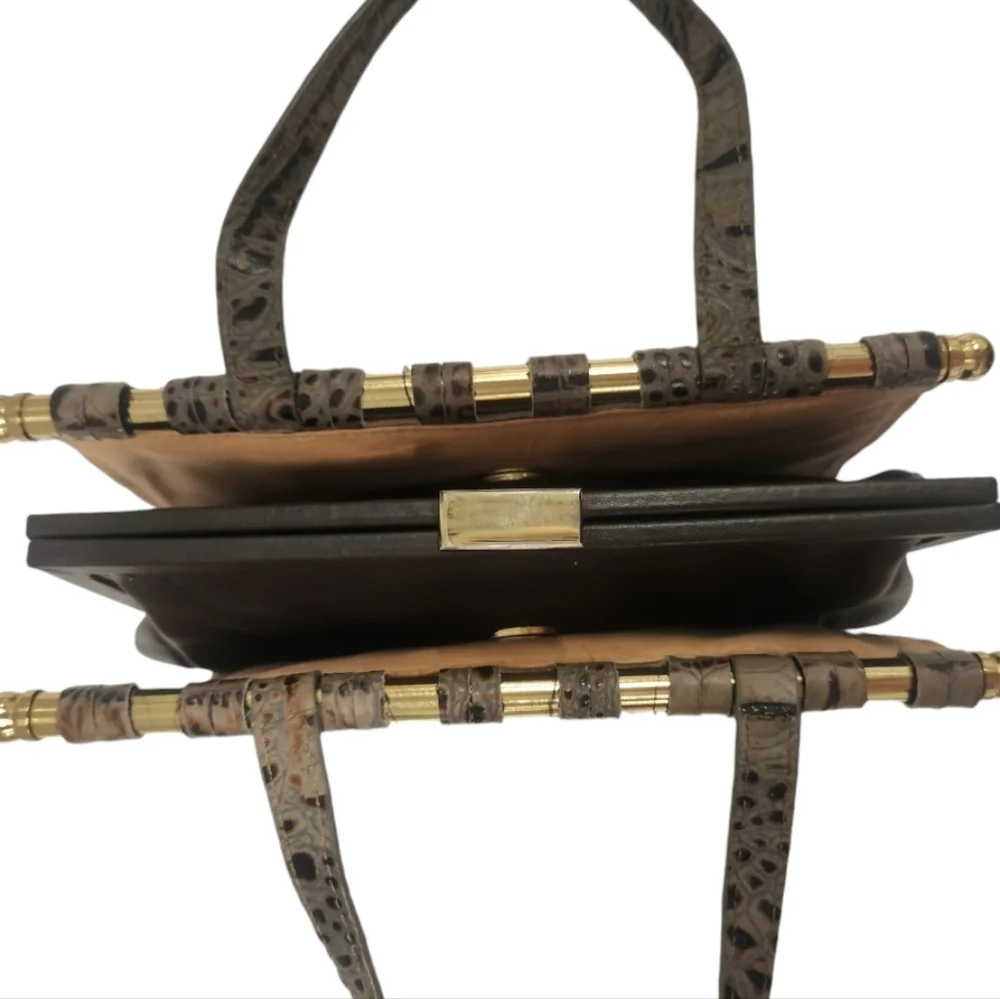 Merrell McGuiness‎ Croc Embossed Leather Reversible Handbag Clutch Rare